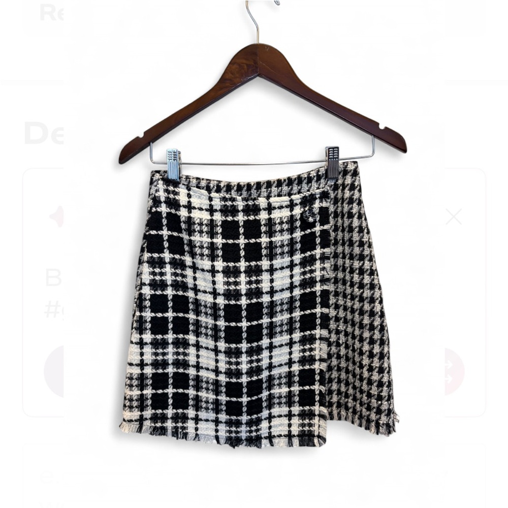 Gianni Bini Black and White Houndstooth Mini Skirt XS New With Tags